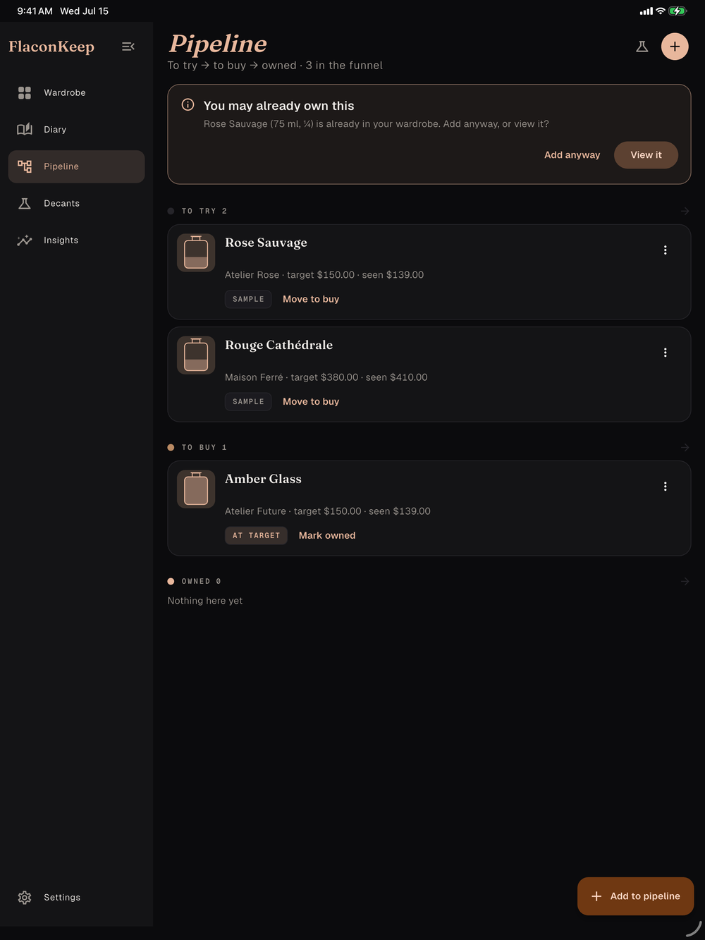 Acquisition pipeline on iPad