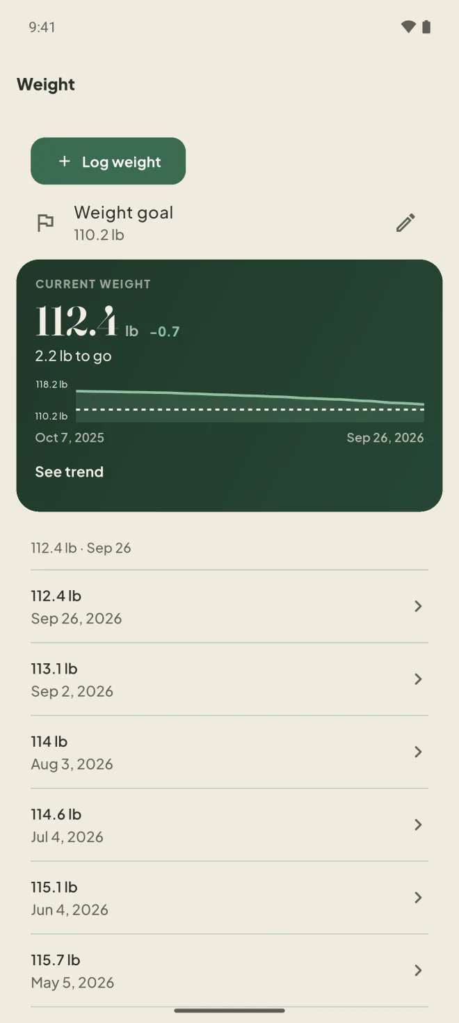 Android: weight against a goal