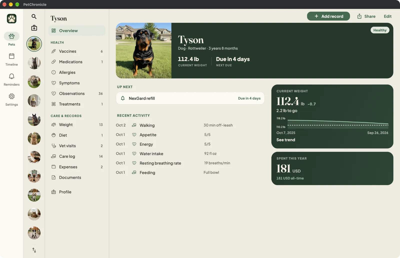 PetChronicle on Mac