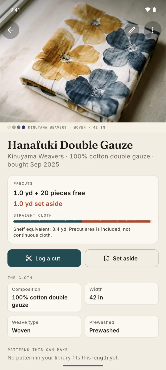 Android: a fabric with its yardage